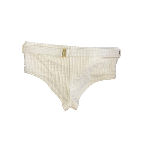 Zimmermann Alight Textured Ribbed Swim Bikini Bottom Belted Waist Ivory Size 2 - Picture 8 of 11